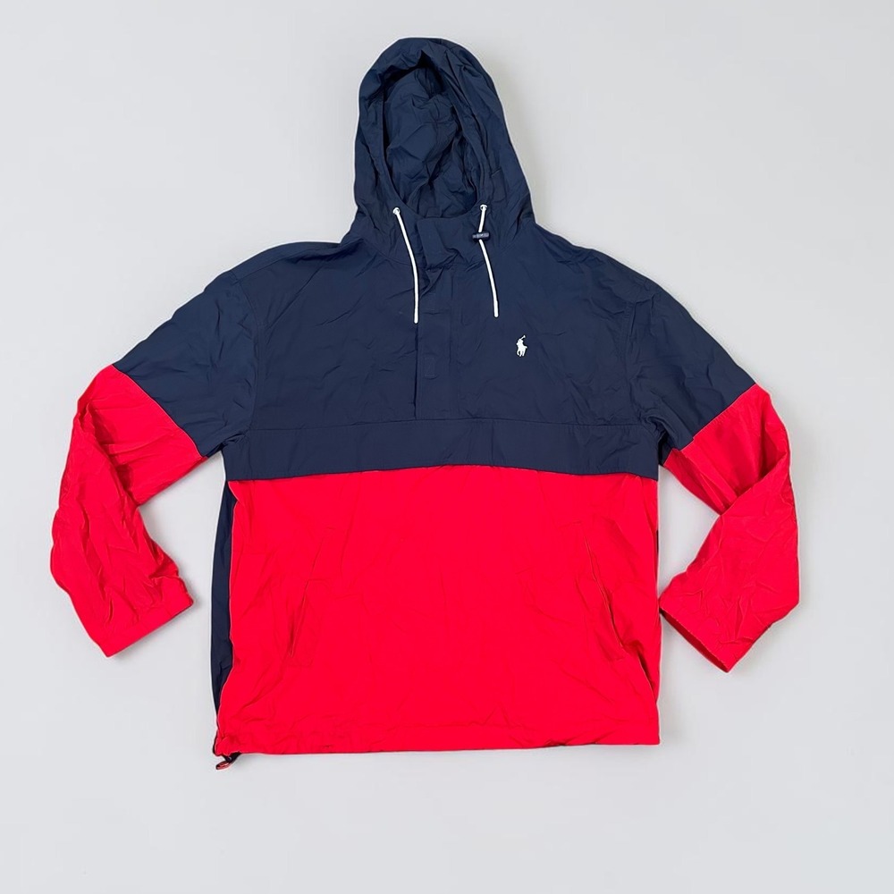 Polo Ralph Lauren Performance Windbreaker Jacket Anorak Colorblock Navy Red M